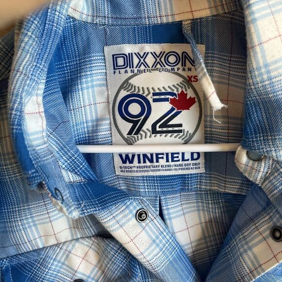 Dixxon Flannel Shirt Men's Extra Small Blue Plaid Dave Winfield Pearl Snap Jays - Picture 3 of 9